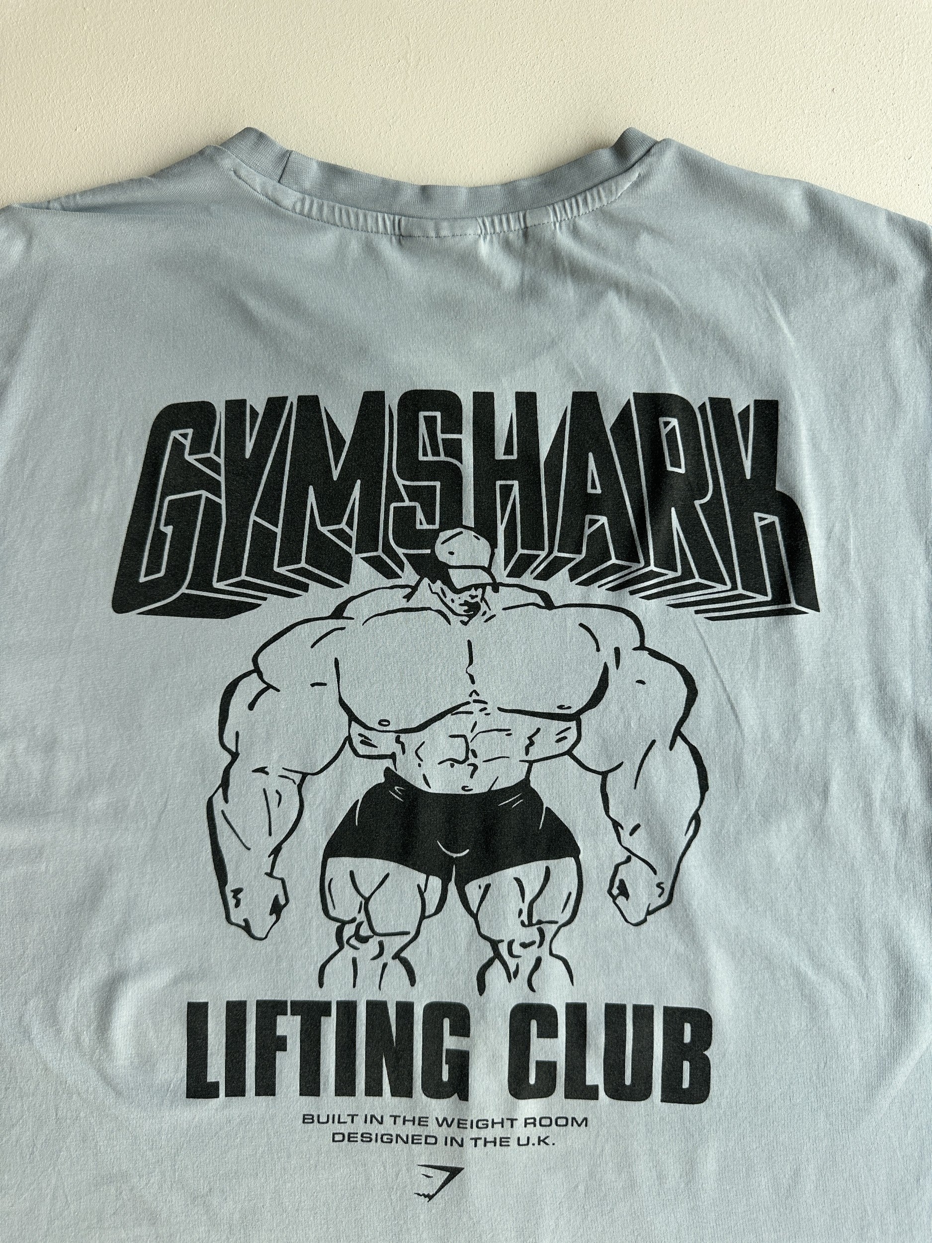 Gymshark Cartoon Lifting T-Shirt in Salt Blue — preloved Gymshark