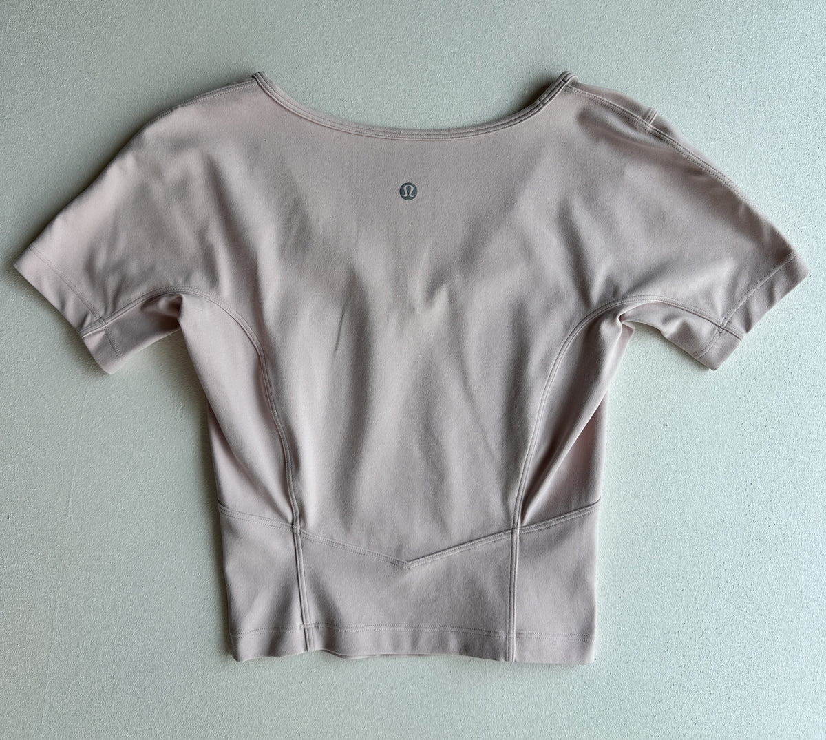 Nulu Cropped Yoga Short Sleeve Shirt in Pink Mist — preloved Lululemon