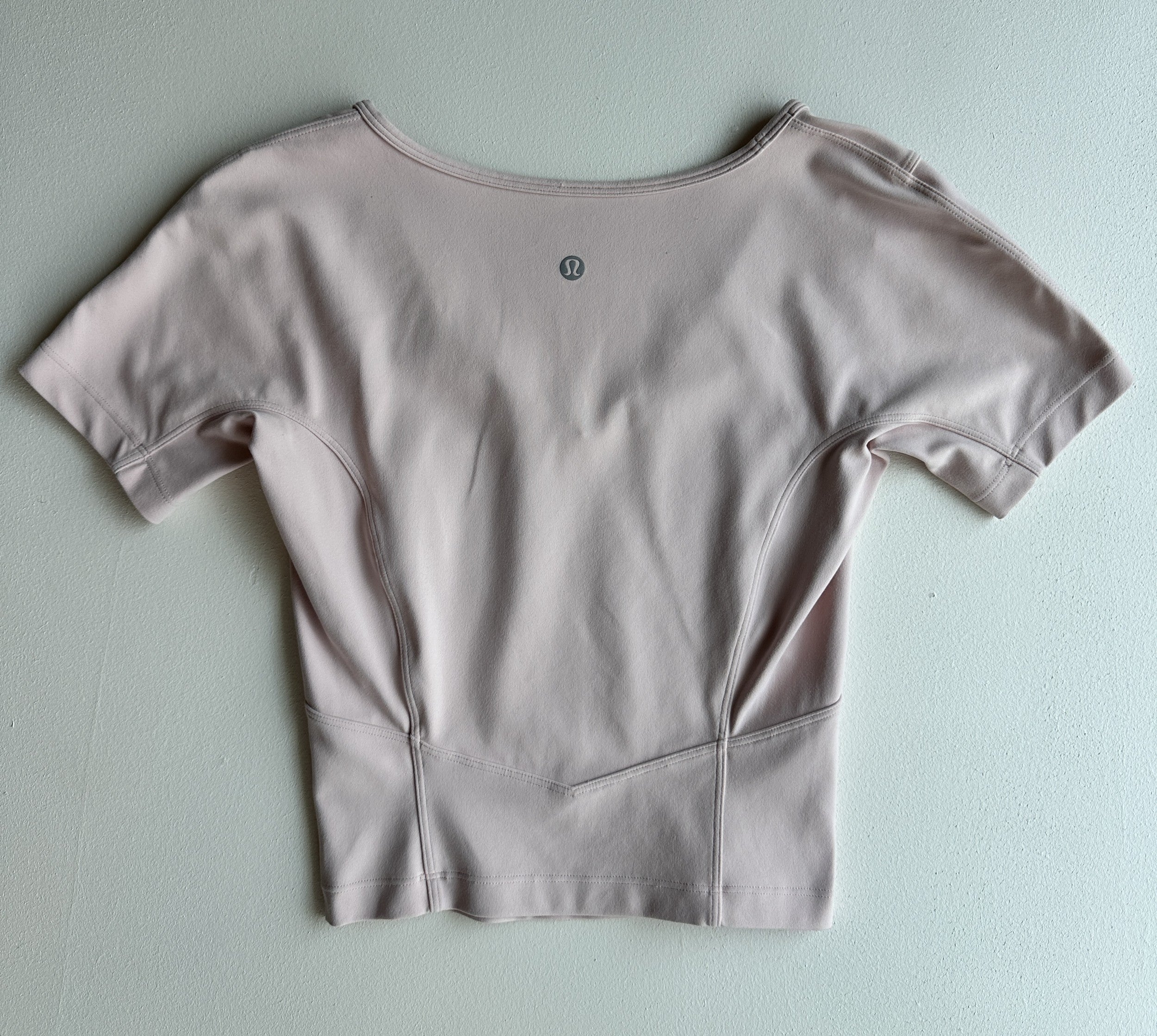 Nulu Cropped Yoga Short Sleeve Shirt in Pink Mist — preloved Lululemon