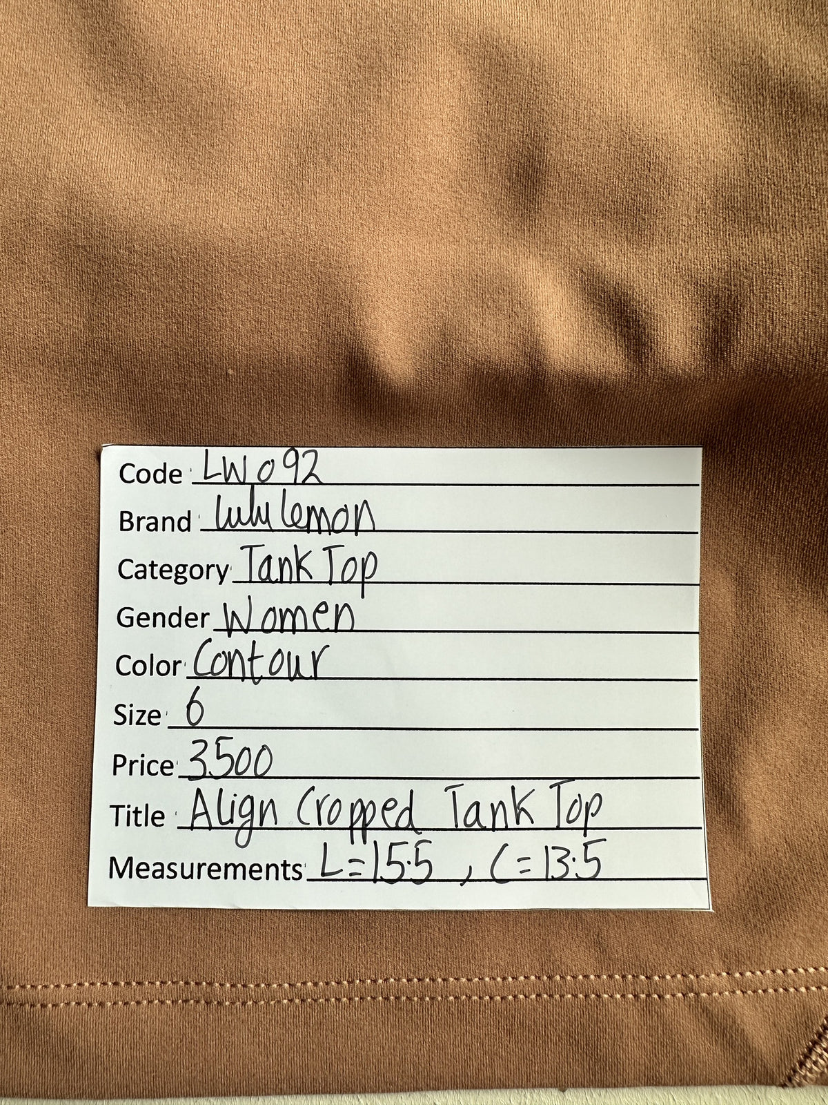 Align Cropped Tank Top in Contour — preloved Lululemon